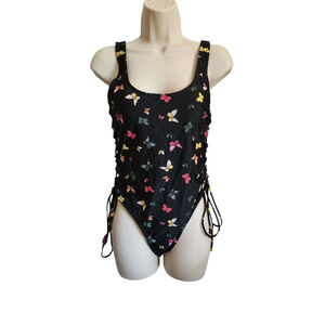 Cyn & Luca Swim Butterfly One Piece Swimsuit Women's M Black